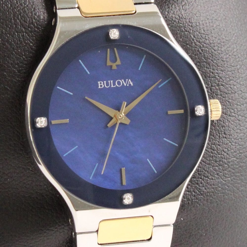 Bulova Women's Watch Diamond Indices Blue Mother Of Pearl Dial 32mm - Picture 8 of 13
